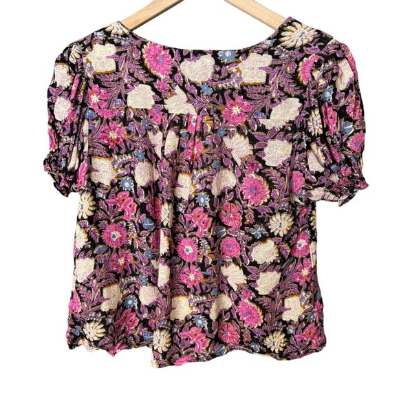 Cynthia Rowley Women's Small Floral Print Blouse‎ Stretch Short Sleeve Top - Picture 10 of 10